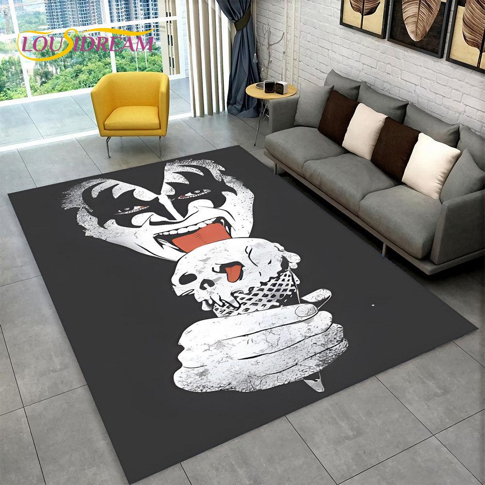 KISS Rock Band Retor Teppich, Teppich für Zuhause, Wohnzimmer, Schlafzimmer, Sofa, Fußmatte, Dekor, Küche, rutschfeste Bodenmatte Alfombra