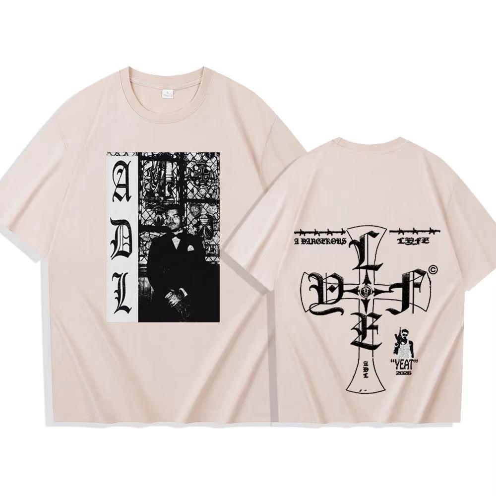 Yeat A DANGEROUS LYFE CROSS Tshirt Unisex WoUnisex Harajuku Short Sleeve Oneck Casual Shirt 2026