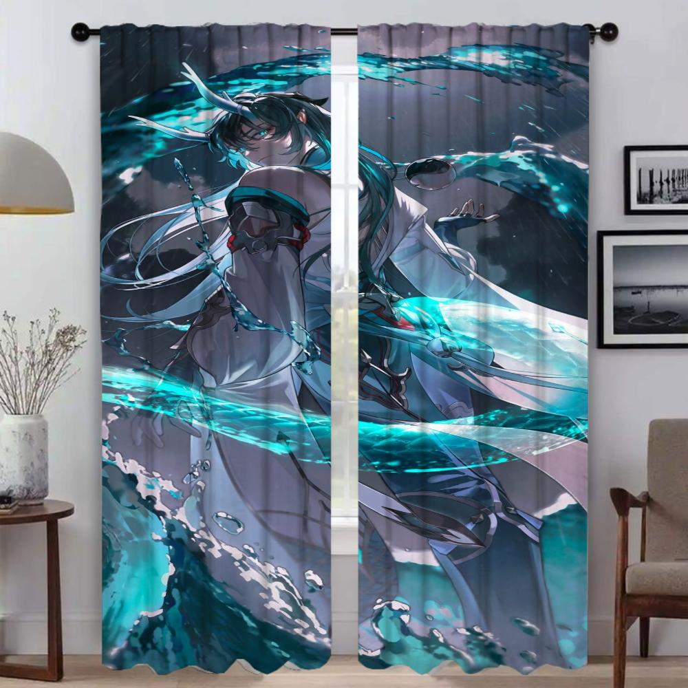 The Collapse Star Rail Halloween Decoration Shades Curtains for Living Room Curtain Tulle for Bedroom Curtains 2 Pieces Kitchen