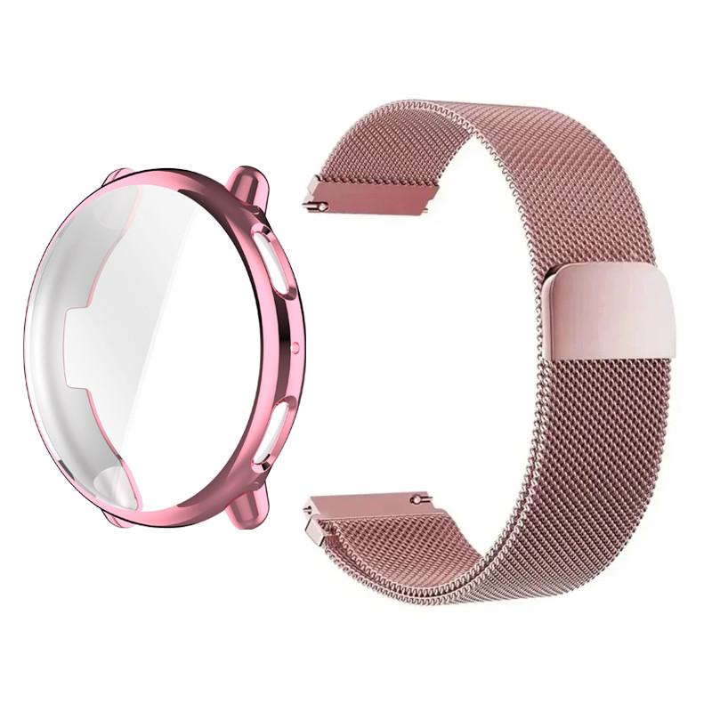 Milanese Loop Stainless Steel Watchband and TPU Protection Case for Amazfit Active 2 SmartWatch Strap Accessories