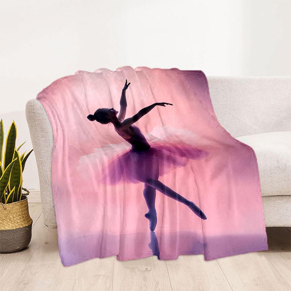 Dreamy Ballerina Flannel Blanket - Soft and Comfortable, Suitable for Sofas, Beds, Offices, Travel, and All Seasons, Making It A Perfect Holiday Gift.
