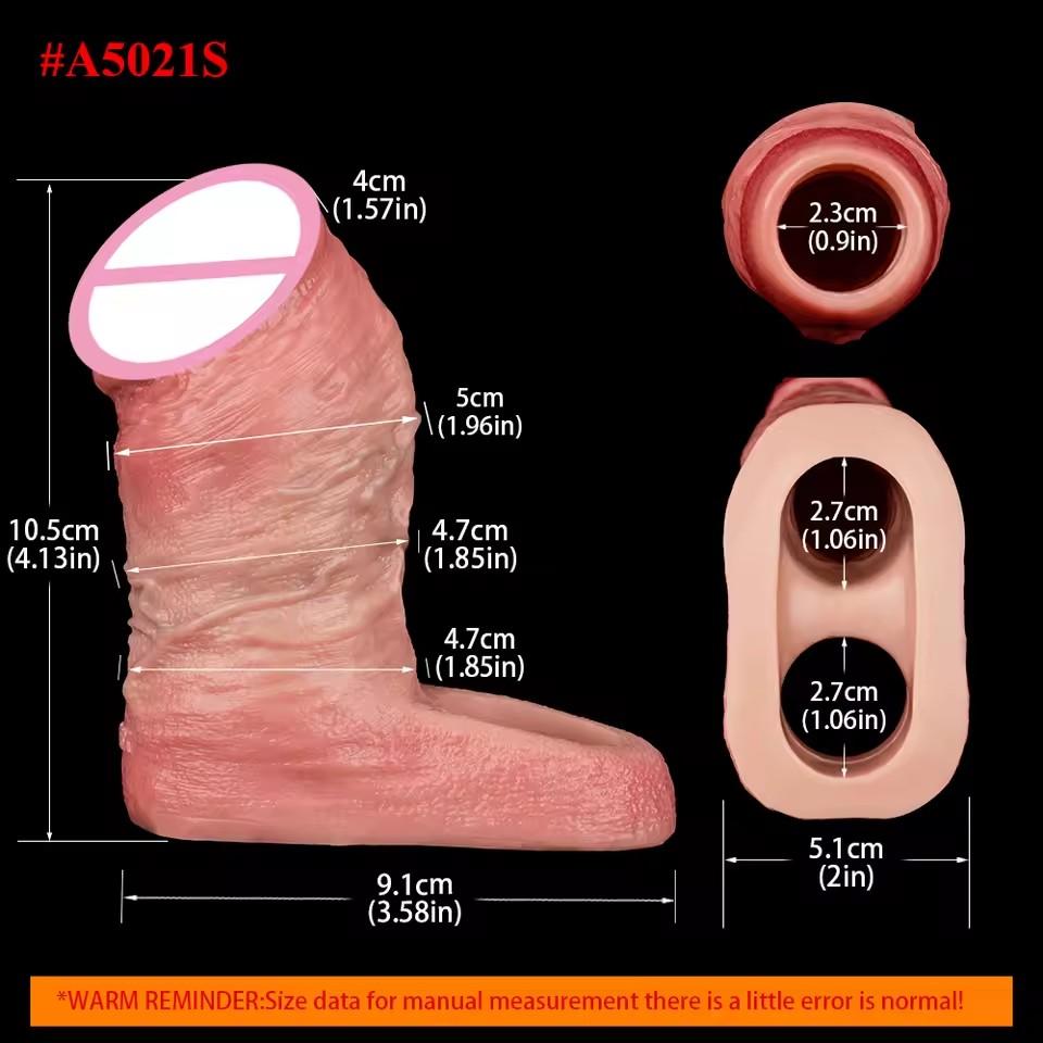 FAAK Realistic Penis Sleeve Size S M L XL Silicone Open-ended Dick Sheath Ring Realistic Hollow Dildo Sex Toy Cock Enlargement