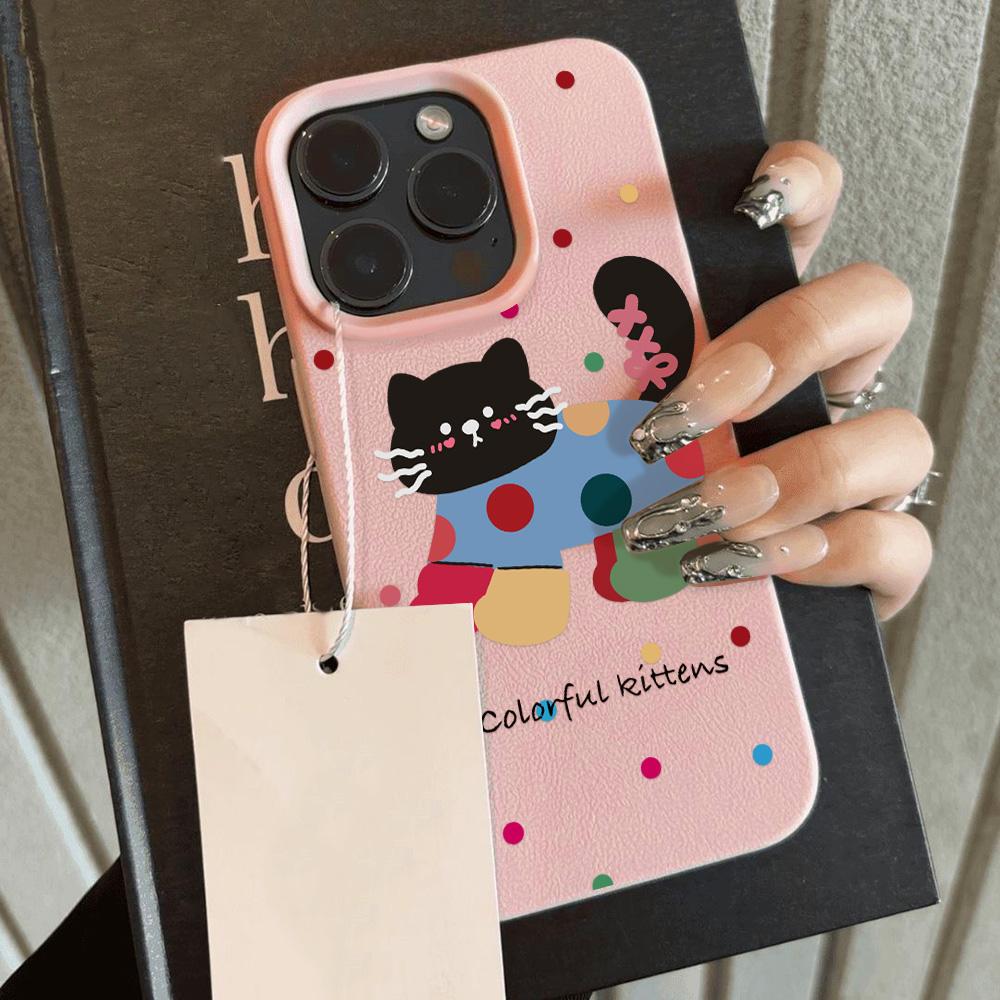 Custodia per telefono gatto nero carino per custodia iPhone 16 Pro Max iPhone 13 11 15 12 14 Pro Max Plus in silicone antiurto opaca in pelle
