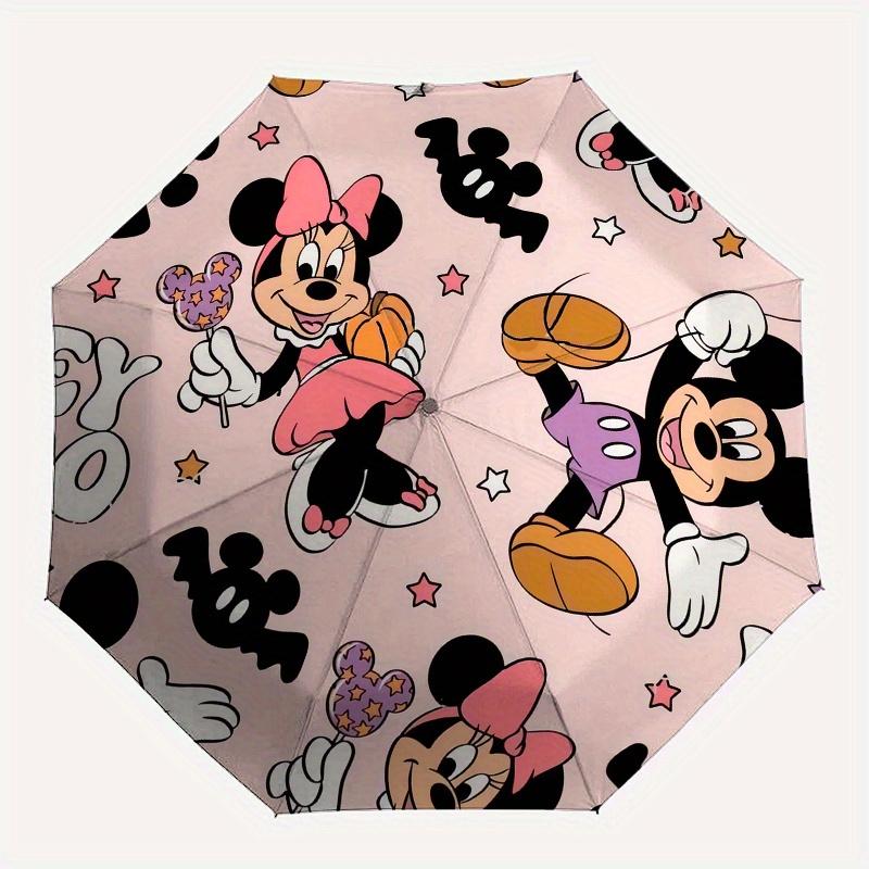 Mickey Mouse, Minnie Mouse Automatic Opening and Closing Umbrella, Compact Travel Umbrella, Lightweight and Portable, Suitable for Beach Com