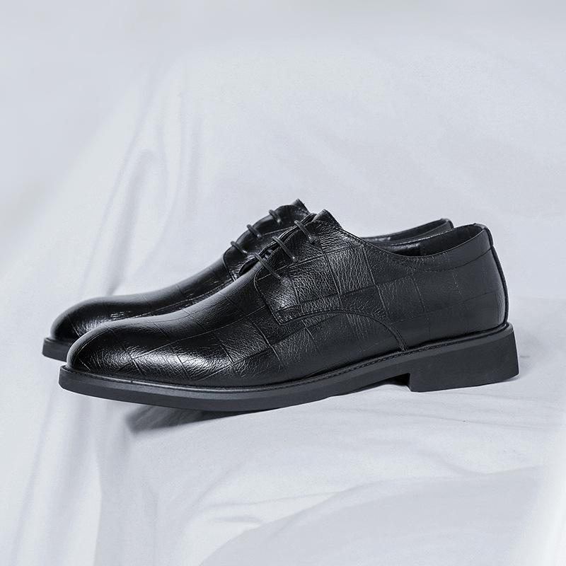 British Men'S Shoes Black Trend Casual Business Dress Leather Shoes With Suit Men'S Pointed Leather Shoes 66773-5-R