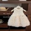Baby Girl 1st Birthday Dress Solid Sleeveless Tiered Cake Skirt Fluffy Princess Party Gown Elegant Vest