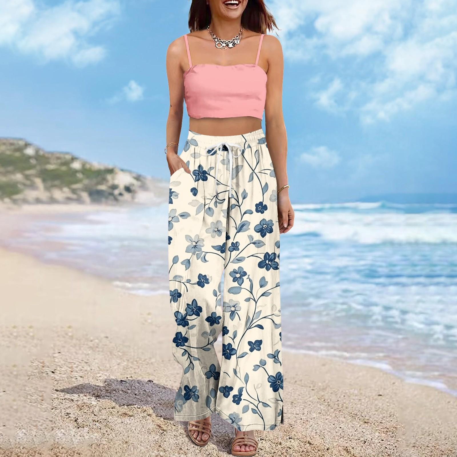 

Женские брюки с принтом и широкими штанинами, с карманами, с высокой талией, на кулиске, свободные, повседневные XL белый