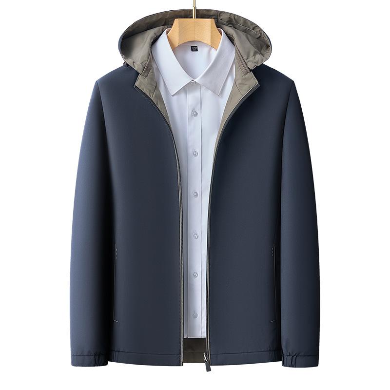 Mulberry Silk Jacket Men's Autumn Middle-aged Business Casual Double-sided Top Dad Wear Removable Hat Men's Jacket