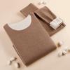 Autumn/Winter Thermal Wool & Silk Round Neck Underwear Set with Velvet