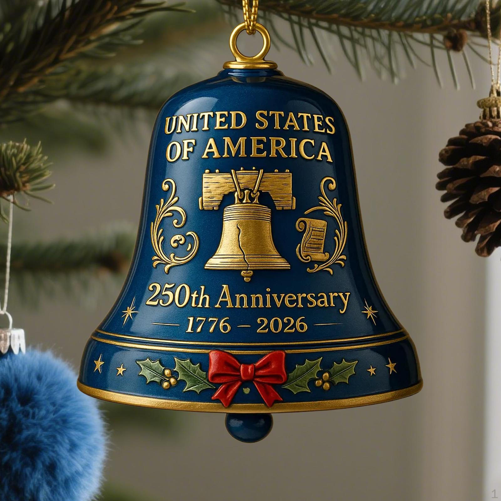 

Bell As Decorative Accessory And Christmas Tree Decoration. Lightweight Ornament Pendant 12cm синій