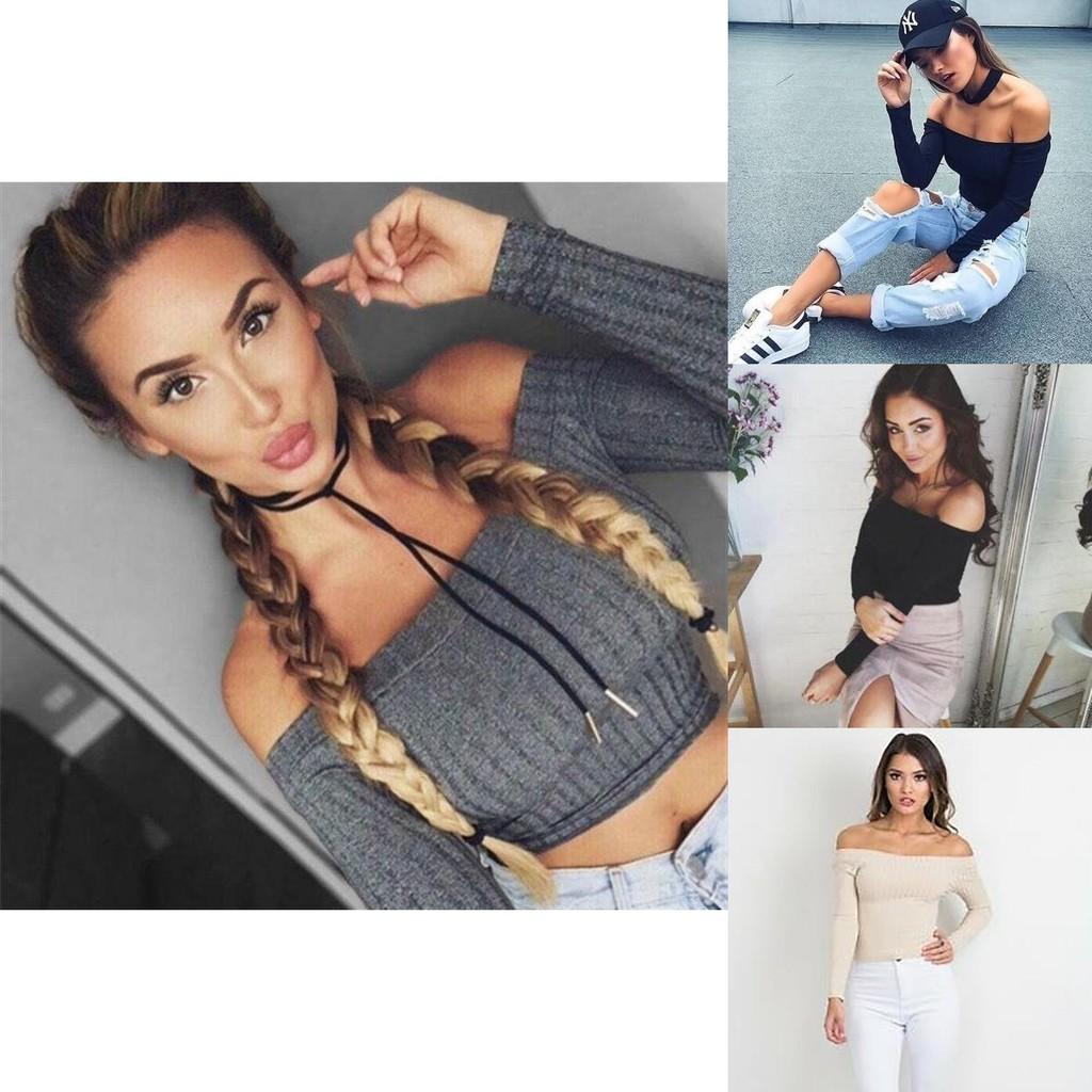 Top Corto Decolleté Mode Femme di Qualità Premium con Maniche Lunghe per uno Stile Confortevole
