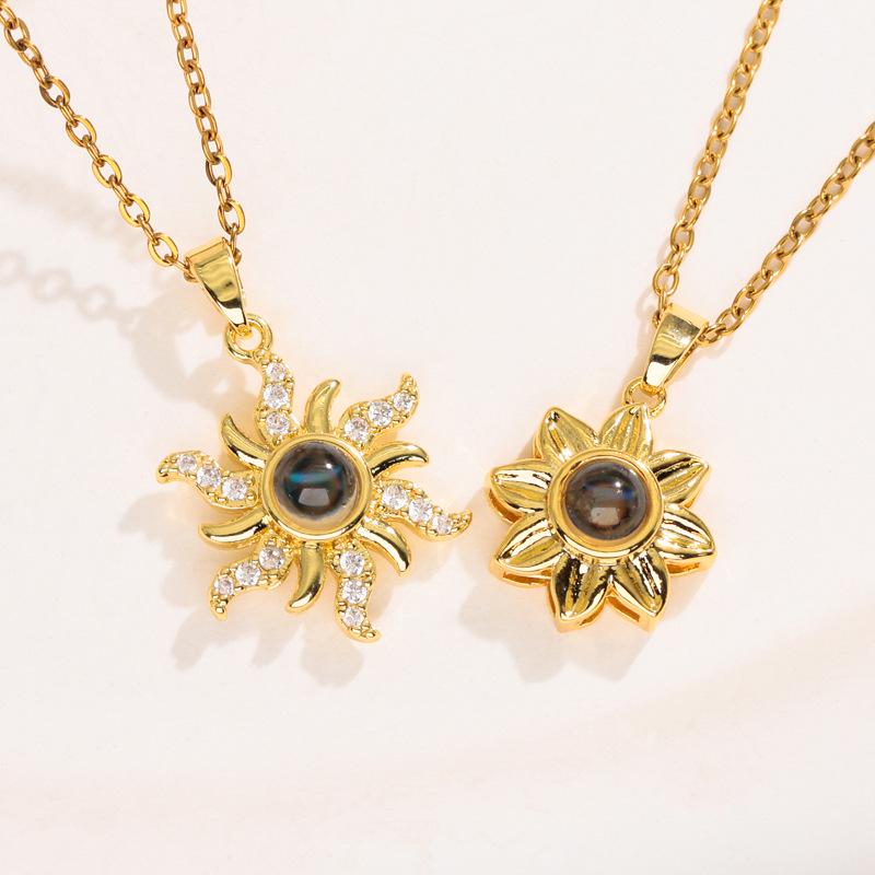 Sunflower Gold-Plated Projection Necklace for Women