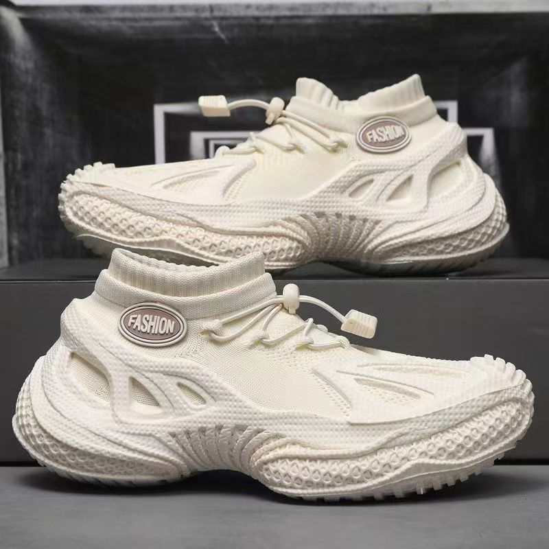 Autumn mesh breathable new high-elastic sports fly-woven thick-soled heightening sports and leisure shoes 39