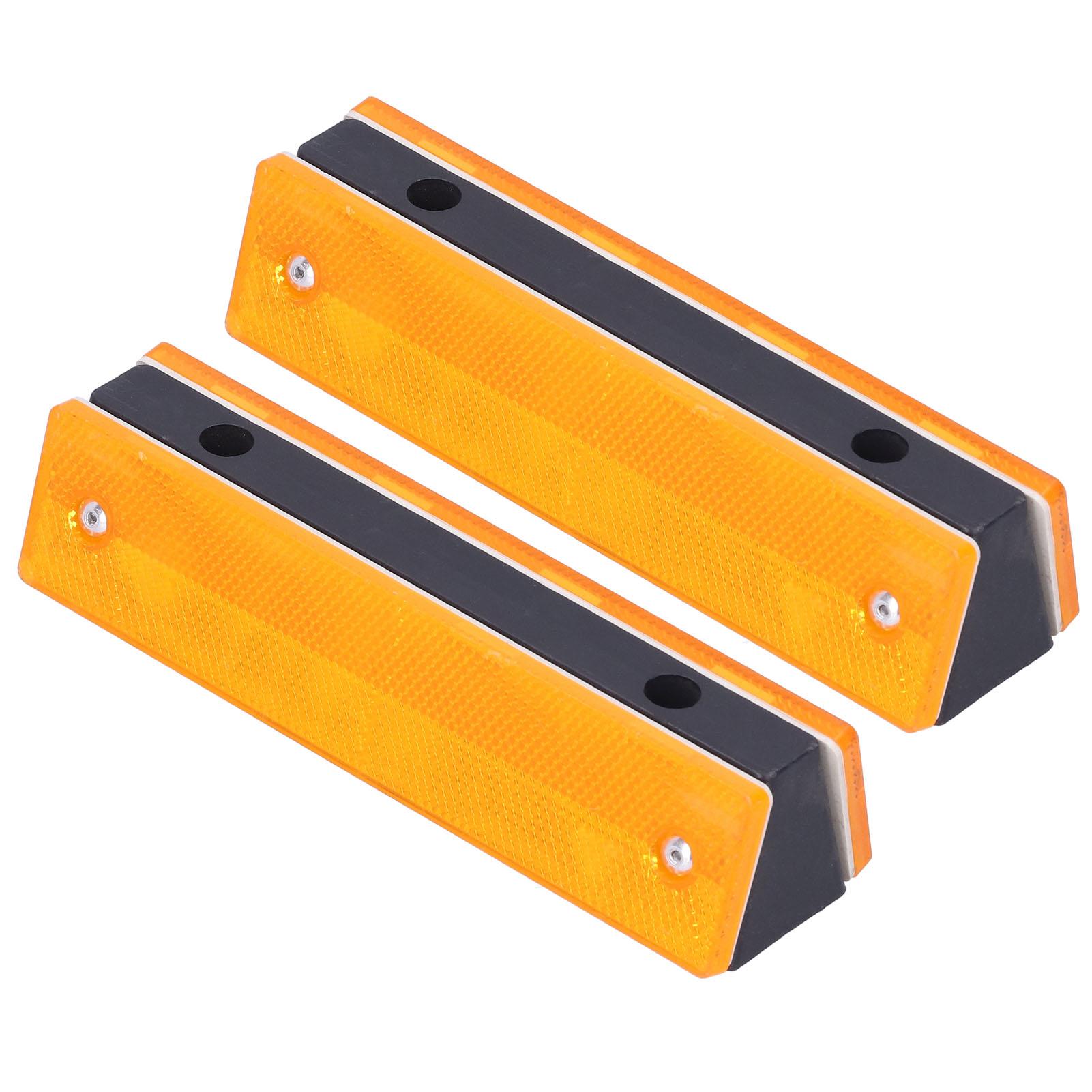 2PCS Rectangle Reflective Sign Road Stud Marker for Highway Traffic Warning Facilities(YellowWhite )