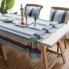 Striped Waterproof Tablecloth Mediterranean Style Blue Fabric Cotton and Linen Dining Table Rectangular Coffee Table Cloth