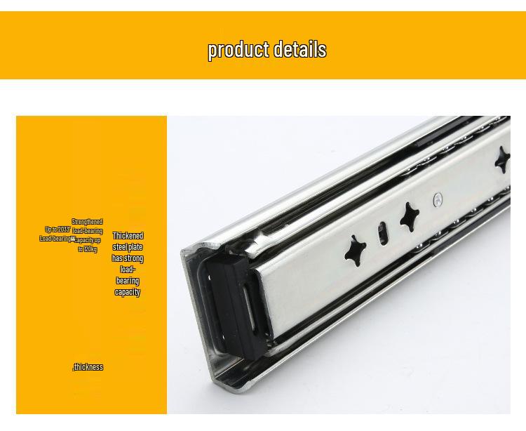 53-Inch Heavy-Duty Silent Drawer Slide for RV Staircase, Three-Section Industrial Guide Rail