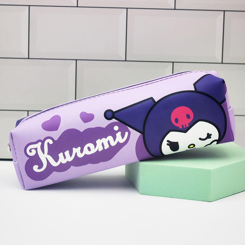 Мультяшный пенал Hello Kitty, Розовый ПУ, Водонепроницаемый, Большой вместимости, Школьная пенал-косметичка, Милый портативный пенал для девочек