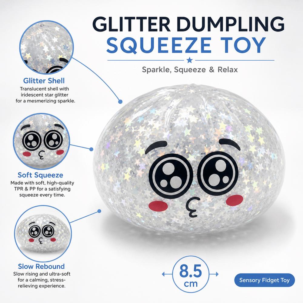with Steamer Steamed Stuffed Bun Squeeze Pinch Le Glitter Squeeze Toy Home Decoration