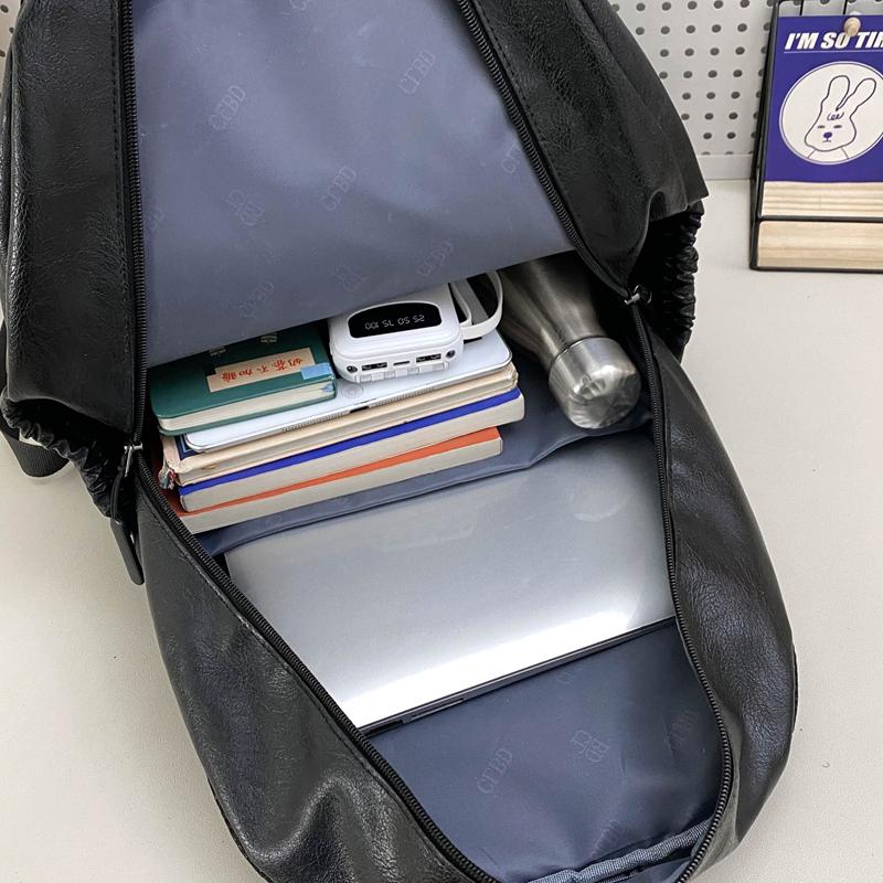 Sac d'ordinateur d'affaires en cuir PU souple Sac à dos de voyage pour hommes Grande capacité Sac à dos étudiant