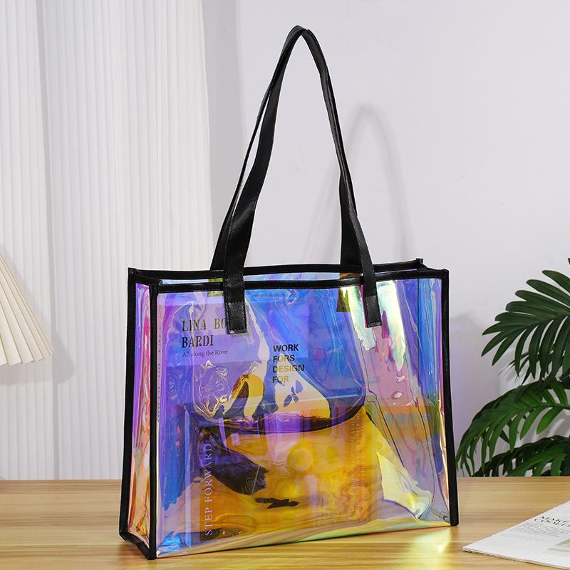 PVC Laser Handbag Trendy Holographic Jelly Bag Thickened Handbag & Shoulder Bag