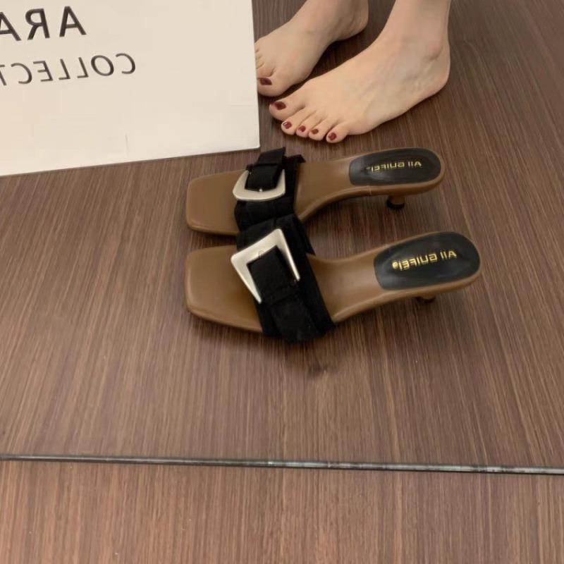 

Fashion 2025Gold Sexy Designer Wedding Elegant Shoes Women Sandals Stiletto High Medium Heel Open Toe Luxury Fashion Party 35 чёрный