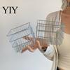 Hollow Grid Organizer Stainless Steel Storage Basket, Desktop And Wall Mount Placement Wire Bin Organizer, Breathable Metal for Kitchen Pantry