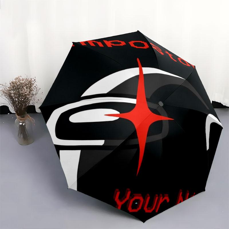 1 PC Automatic Folding Umbrella - Among Us Custom Name Pattern, Portable & Foldable Design with 8 Ribs, Christmas Birthday Gifts