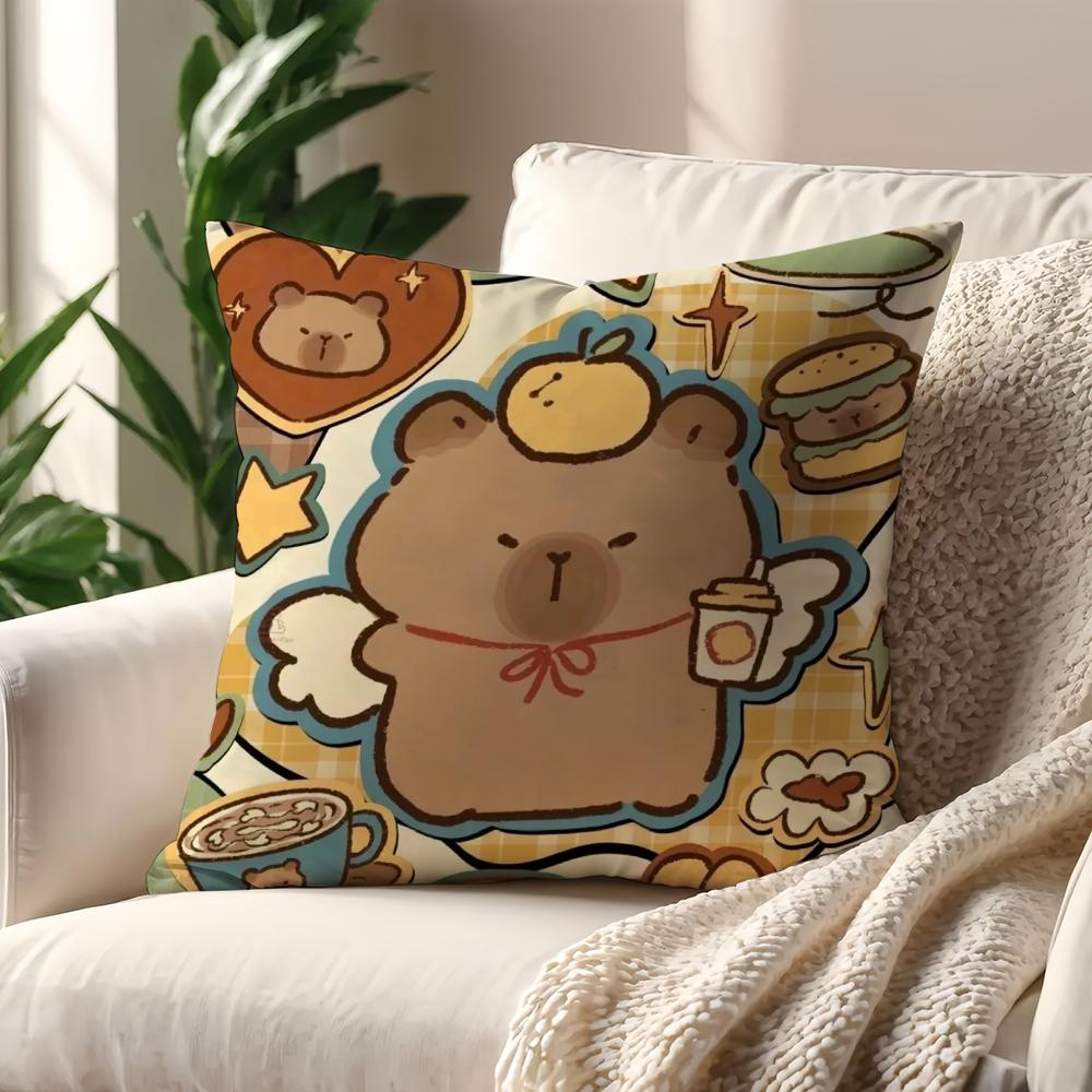 Cartoon Capybara Cute cushion cover Pillow Cover Home Sofa living Decoration Room Office Car Nordic Simplicity