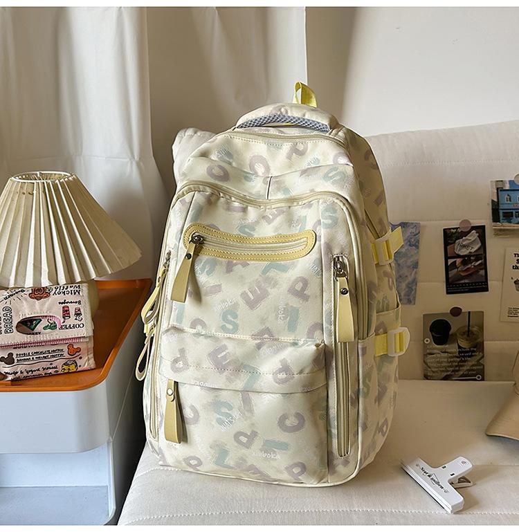 Schoolbag Letter-printed Large-capacity Backpack for Girls, Fifth and Sixth Graders, Junior High, High School, and College Students