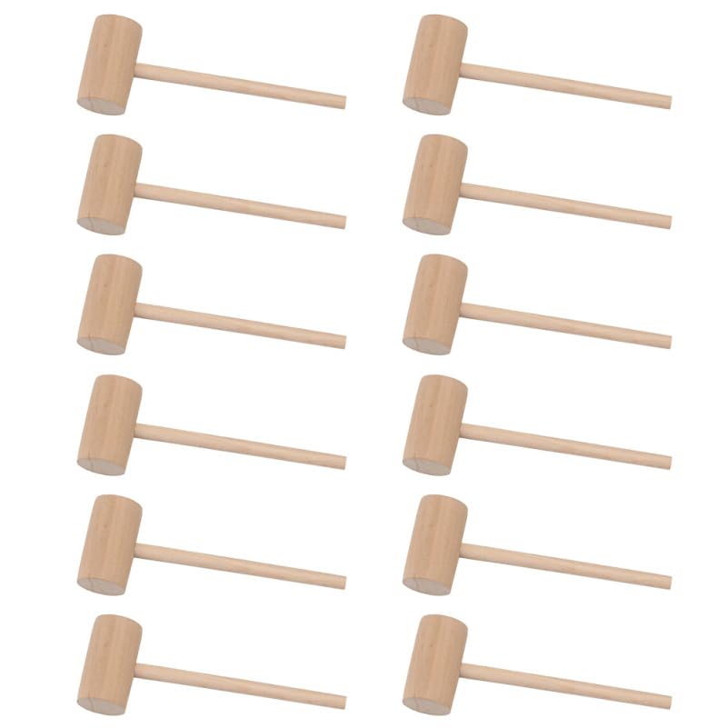 OUNONA Mini Wooden Hammers, Set of 30, Round Head, for Cake Cracking, Chocolate Cracking, Crab Cracking, Shell Cracking, Seafood Dishes, DIY Crafts,