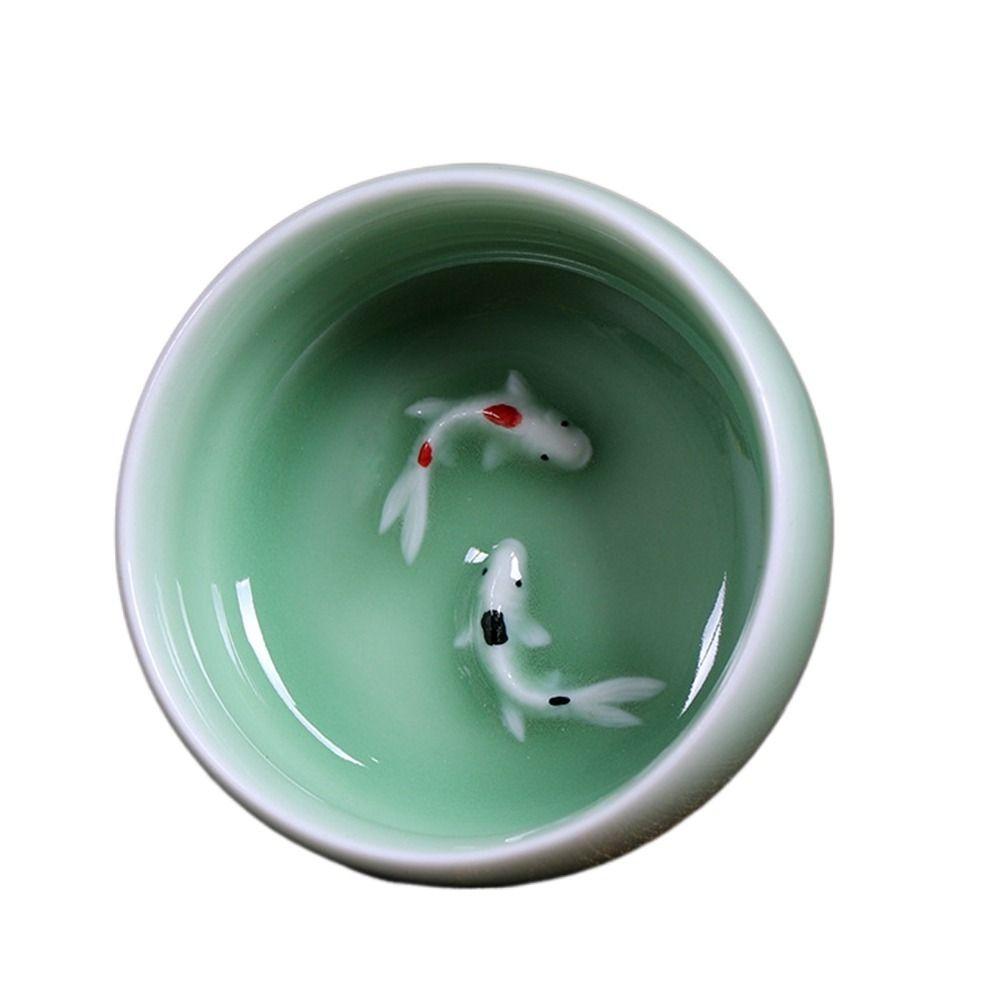 Krakelee Goldfisch Seladon Porzellan Teetassen 60ml zarte Longquan Teetasse Schale gebrauchsfähig Kungfu Chinesische Teetasse Geschenk