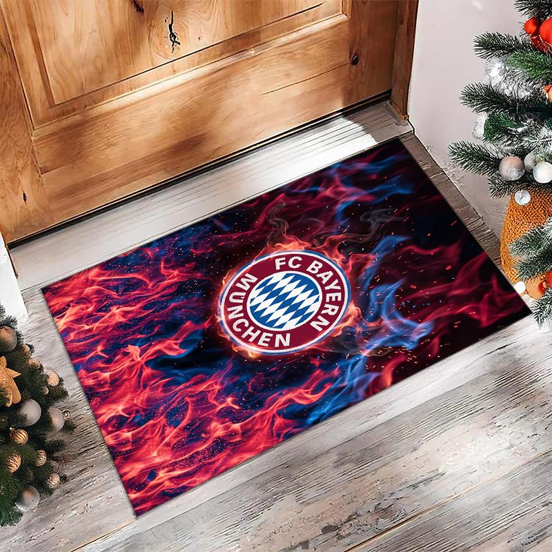 FC Bayern München Fußball Muster Weicher Teppich Rutschfest für Innenbereiche Sport Dekor Matte für Schlafzimmer