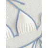 Summer White and Blue Color-block Bow-tie Pure Bikini Set Suitable for Women's Beach Vacation