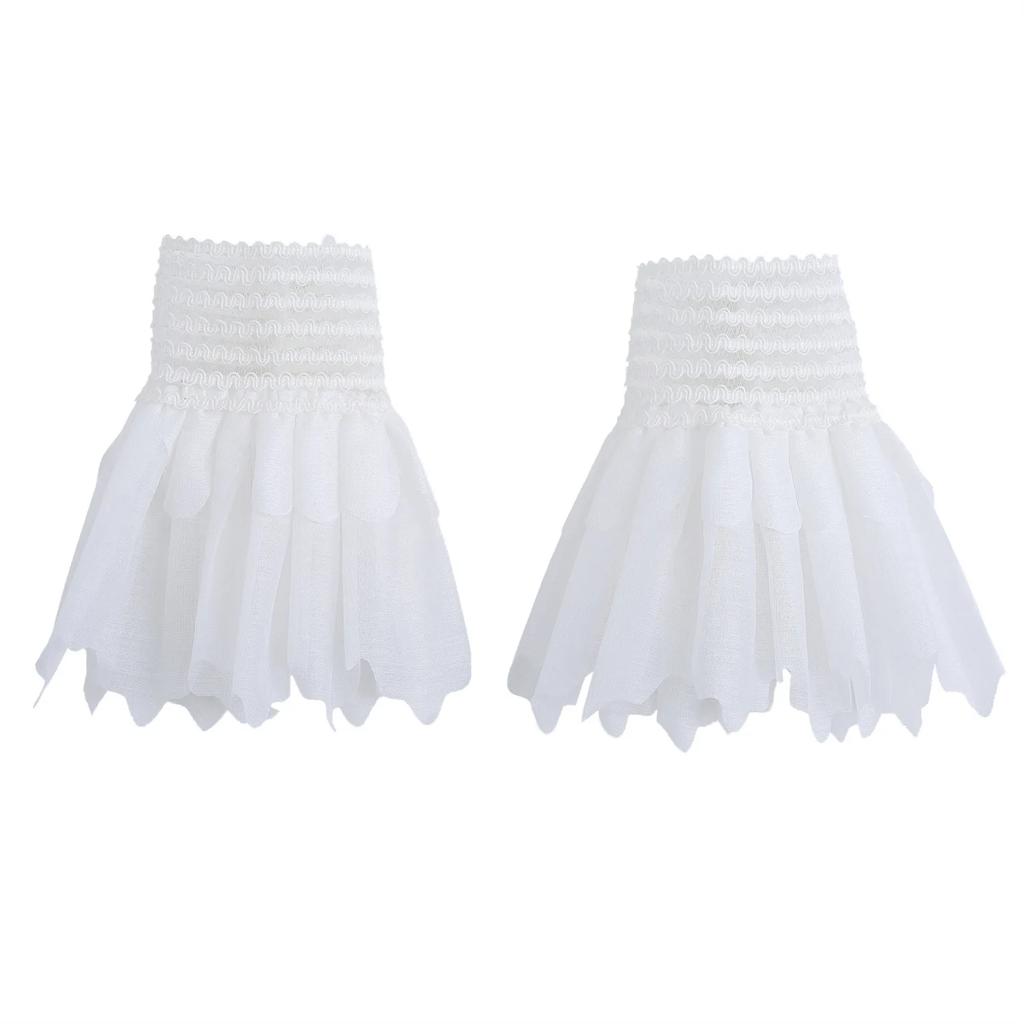 Perfect Match Women Lace Floral Mesh Horn Cuffs Ruffled Detachable Fake Sleeves Shirt Sweater Fake Sleeves Wrist Warmer Accessories