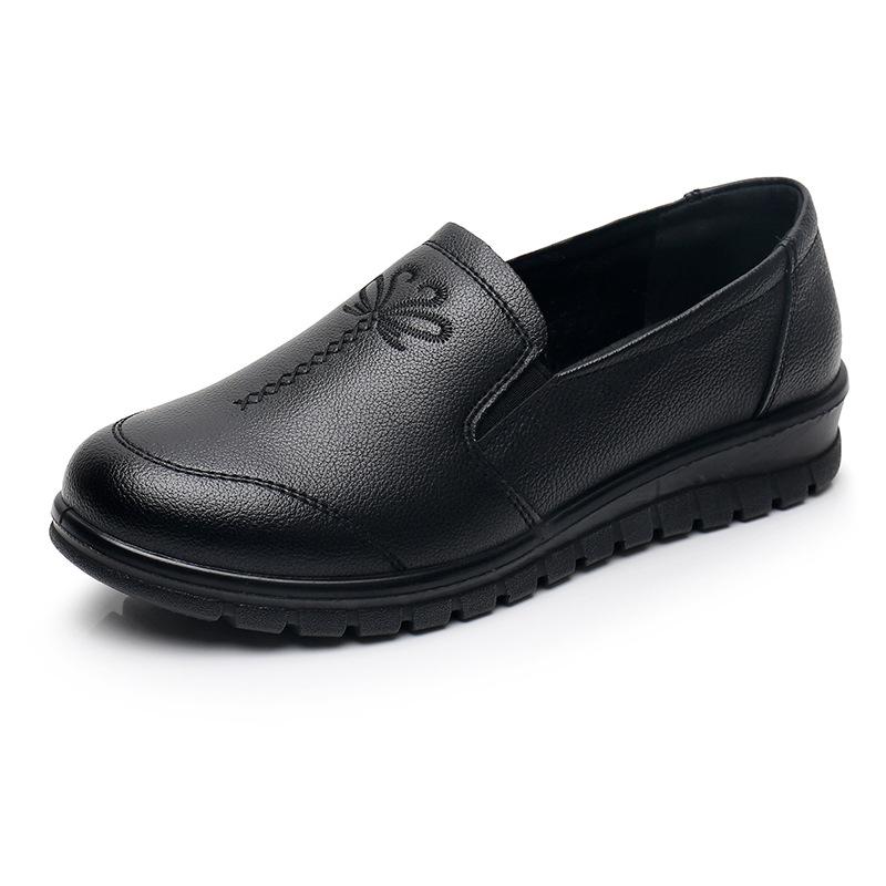 Pantofi Stil Nou: Pantofi Simpli de Damă cu Vârf Rotund, Pantofi din Piele cu Talpă Moale