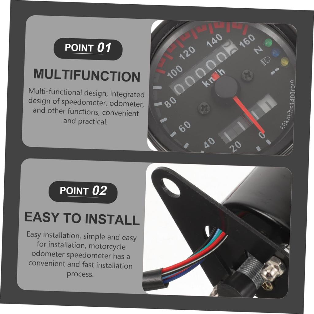 FUNOMOCYA Motorcycle High Accuracy Speedometer Black Metal High Odometer Motorcycle