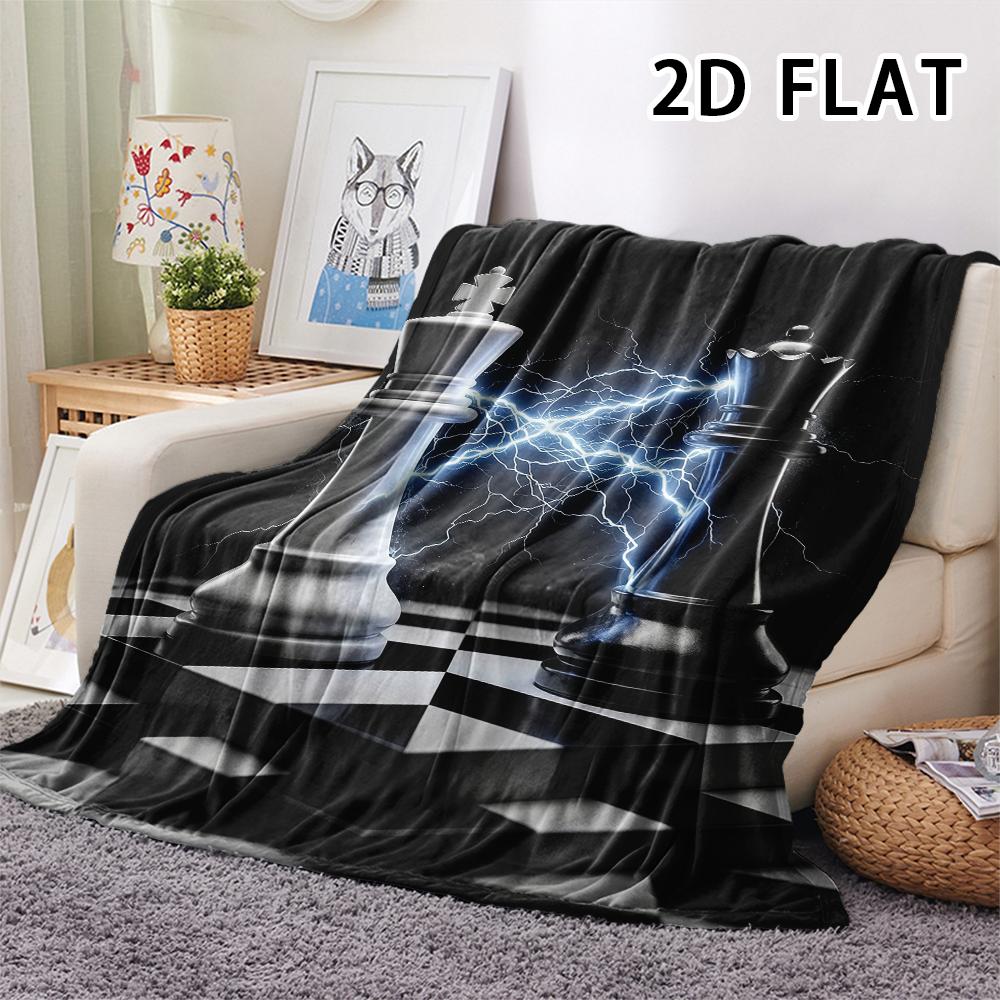 1Pc Chess Print Flannel Blanket,High quality Comfortable for All Seasons,Home Decor,Warmth and Comfort,Perfect for Christmas Gifts