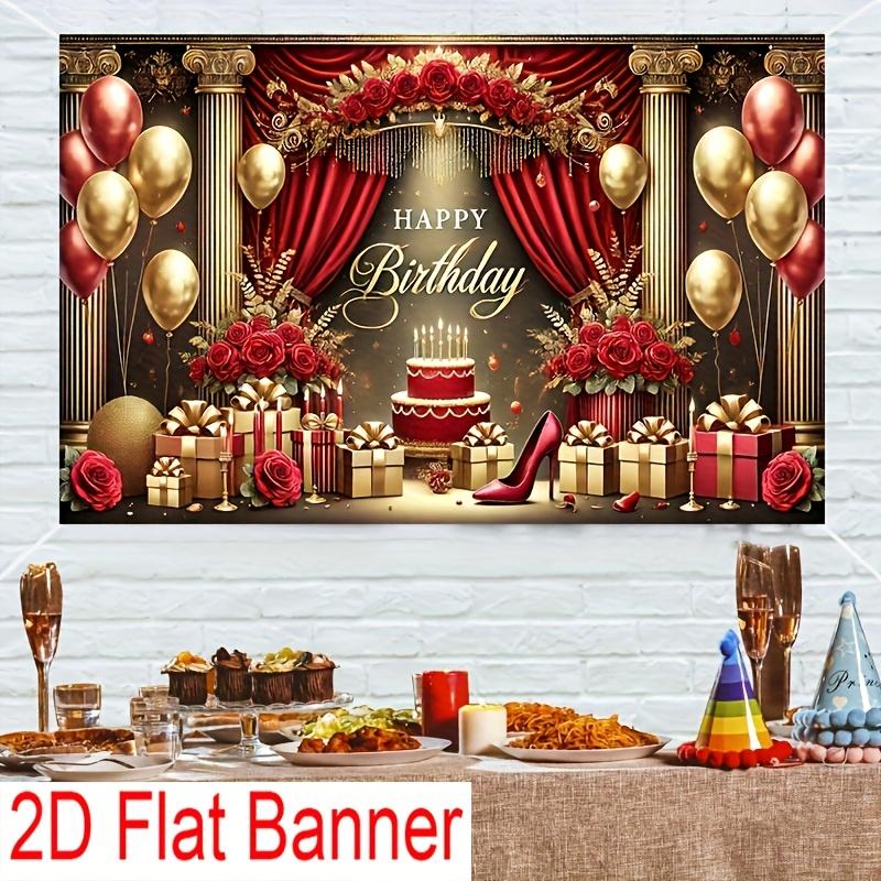 2D Flat Banner, 1 Piece, Birthday Party Banner, Suitable for High-end Birthday Parties and Celebrations