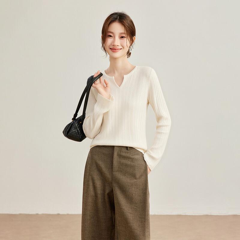Women's Cashmere Wool Blend Soft V-Neck Knit Sweater