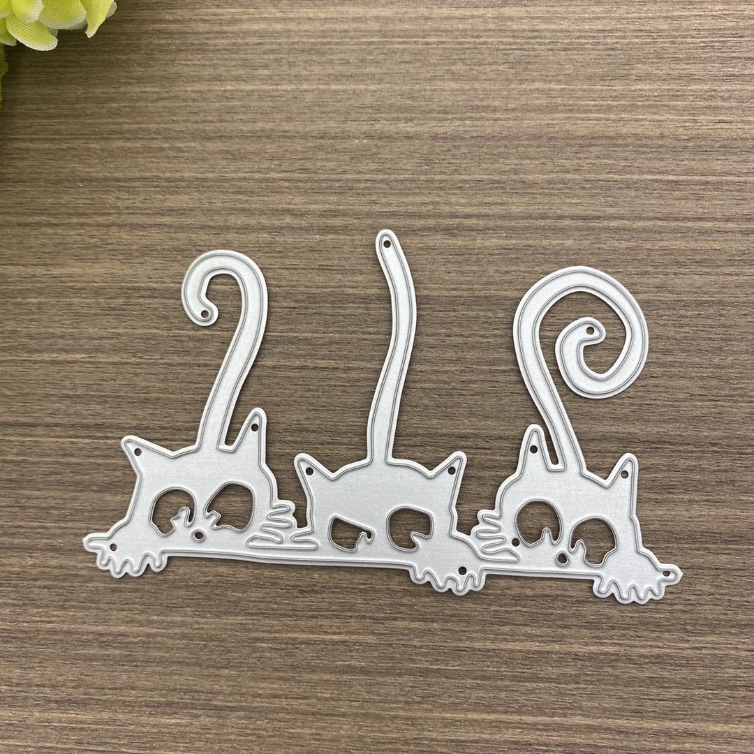 

Три котенка с длинными хвостами, дизайн-шаблон, металлические трафареты, сделай сам, скрапбукинг, тиснение, трафарет, бумага, шаблон для альбома серебряный