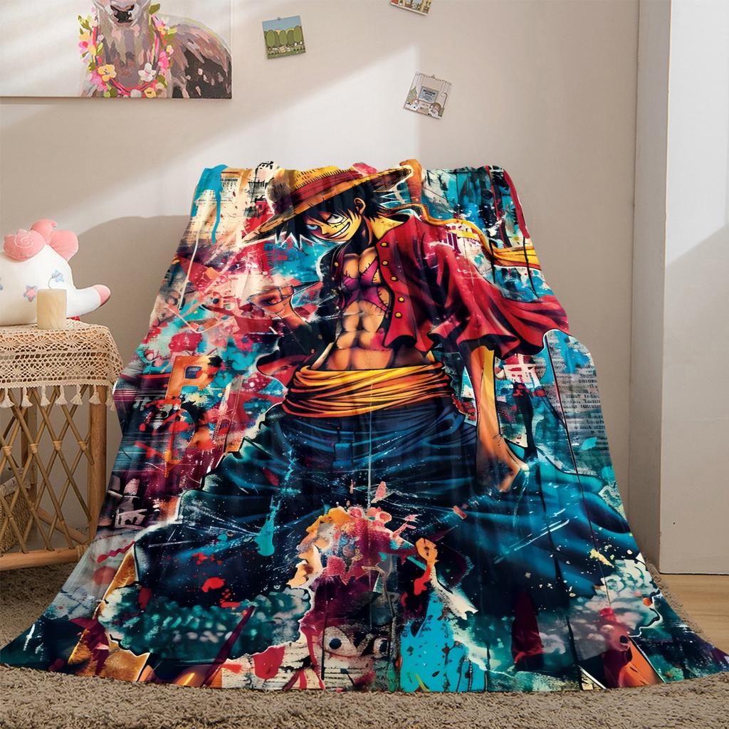 Nami Luffy Zoro Sanji Flannel Lightweight Blanket Home Decor Sofa Bed Travel Cover Family Gift LXR165