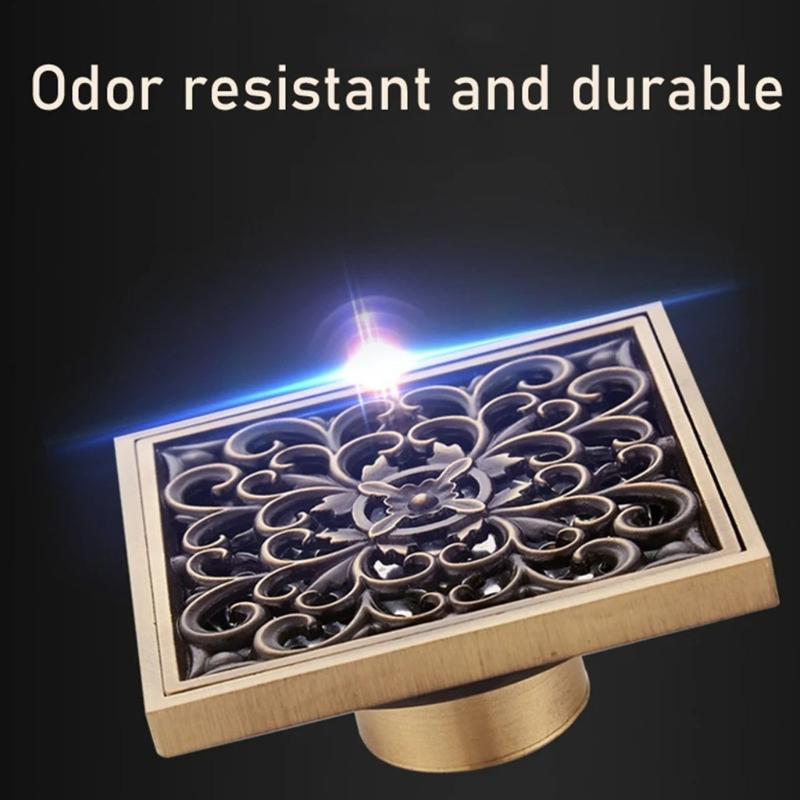 Elegant Styles Sturdy Brass Shower Drain with Sealing Odorless Designs Bathroom Accessory Portable for Home Use