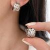 925 Silver Branch Earrings For Women Vintage Texture Hollowing Out Wide Jewelry Birthday Gift