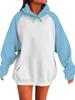 2025 European American Raglan Sleeve Hoodie - Long Sleeve, Spring/Autumn, Color Block, Loose Fit