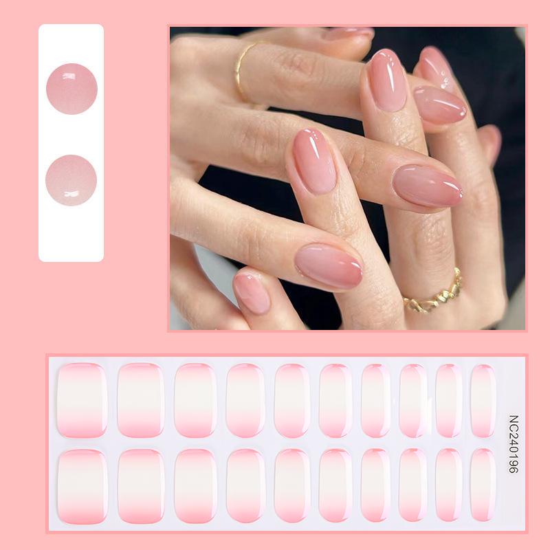 Gel Nail Stickers Self-Adhesive Polish Solid Color Nail Patch Semi Cured Gel Nail Strips Buy Online