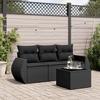 VidaXL Garden Lounge Set 4 Pcs with Cushions Black Braided Resin 3221064