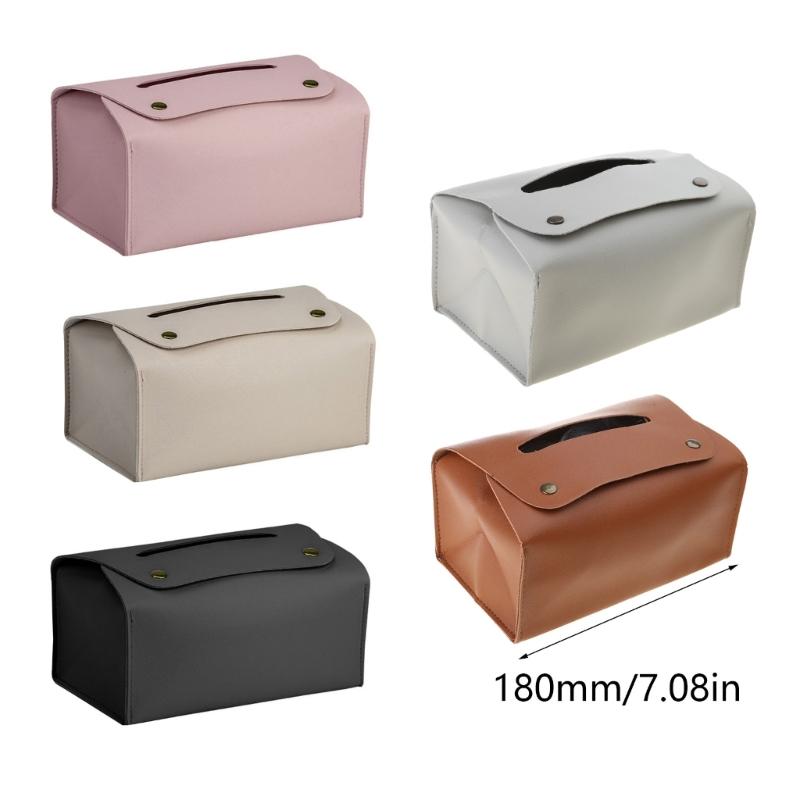 PU Leather Tissue Box Rectangular Paper Towel Container Elegant Tissues Storage Box Refillable Napkin Dispenser Rack