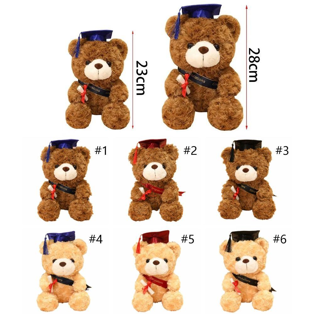23/28cm Bachelor Bear Plush Toy Cute Bear Animal Doll Doctor Cap Graduation Bear Doll  Party Favors
