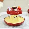Ceramic Holder Colorful Fruit Fork Plate Set Fruit Fork with Fruit Plate Set  Table Ornaments