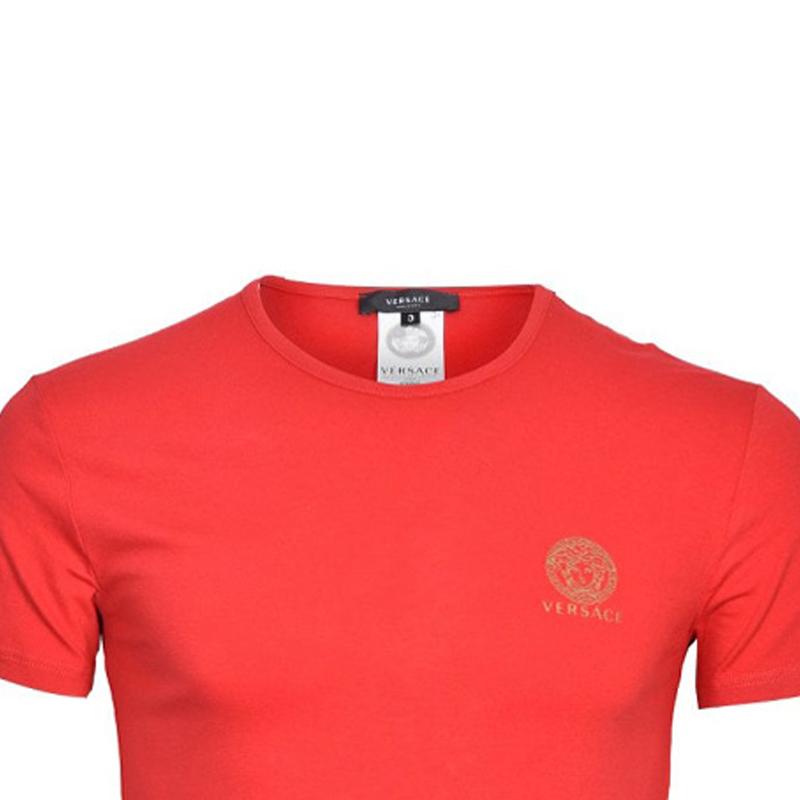 VERSACE T-Shirts Men's Red Crew Neck Moderate Straight Fit AUU01005-A232741-A1203